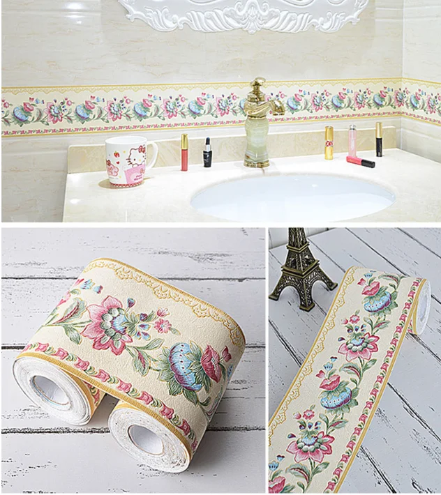 

flower 10.2cm*5m waterproof soft PVC materials self-adhesive decoration tape Bathroom kindergarten room wall sticker