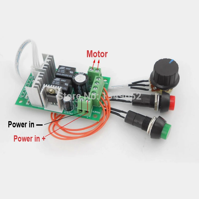 PWM dc motor controller forward and backward linear actuator governor speed control self-reset 6V/12V/24V 10A