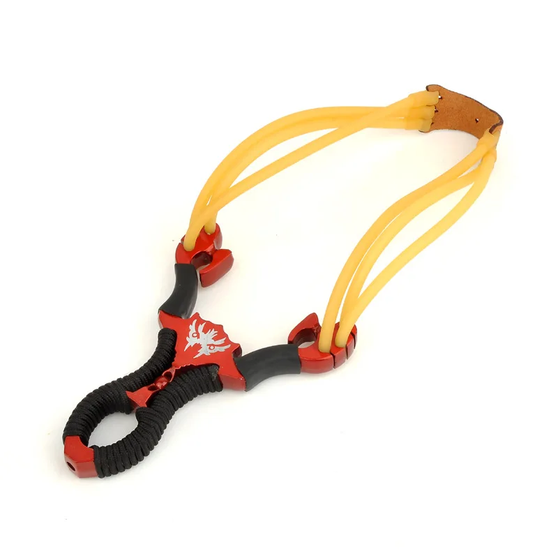 Red Alloy slingshot, outdoor hunting fishing shooting a slingshot. Outdoor shooting toys, children's classic toys.