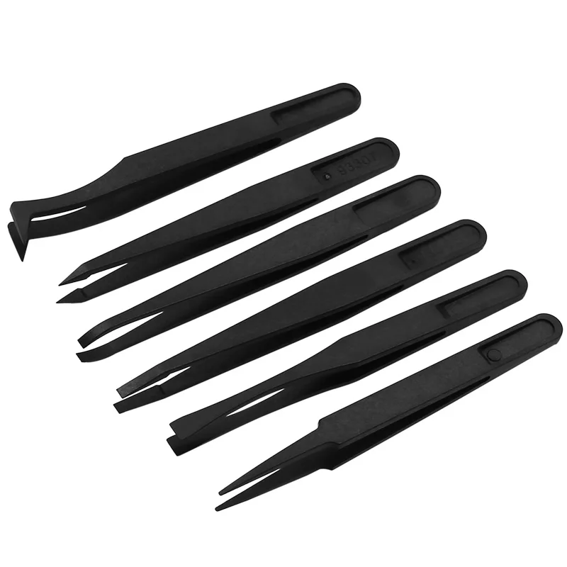 1Pc Plastic Pincet Zwart Nieuwe Draagbare Straight Bend Anti-Statische Hittebestendige Repair Tool