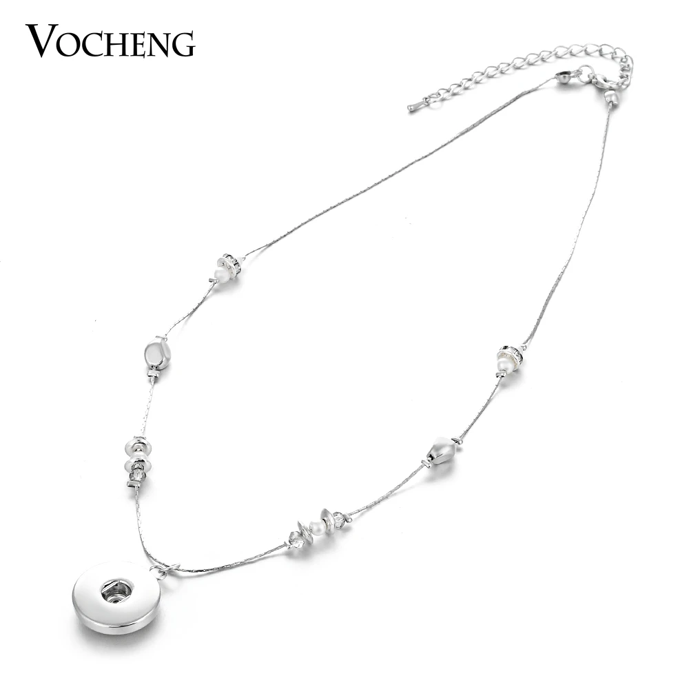 10pcs/lot Vocheng Ginger Snap Button Necklaces 18mm Pendant Thin Chain with Crystal Charms Jewelry NN-318*10 Free Shipping