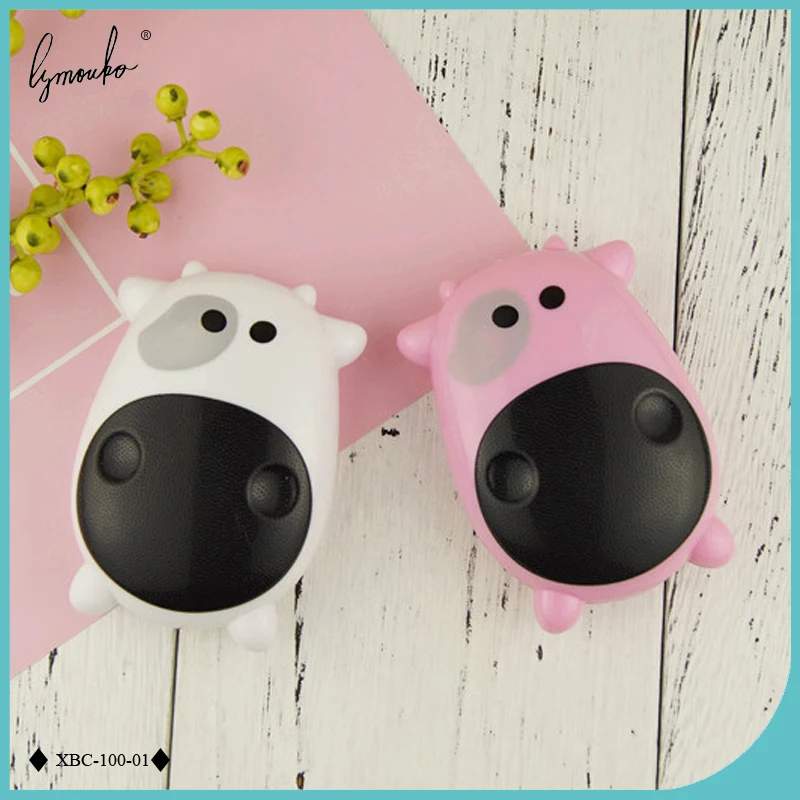 Lymouko New Style Cartoon Cute Little Cow Portable with Mirror Contact Lens Case for Women Gift Holder Contact Lenses Box