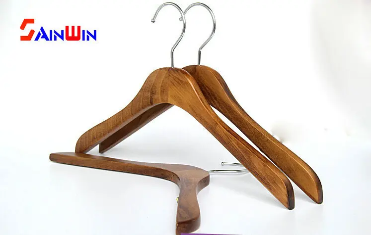 

Sainwin 5pcs/lot 37cm Natural Wood Hanger Women's Top Clothes Pegs Hangers for Clothes Coat Suit Hanger