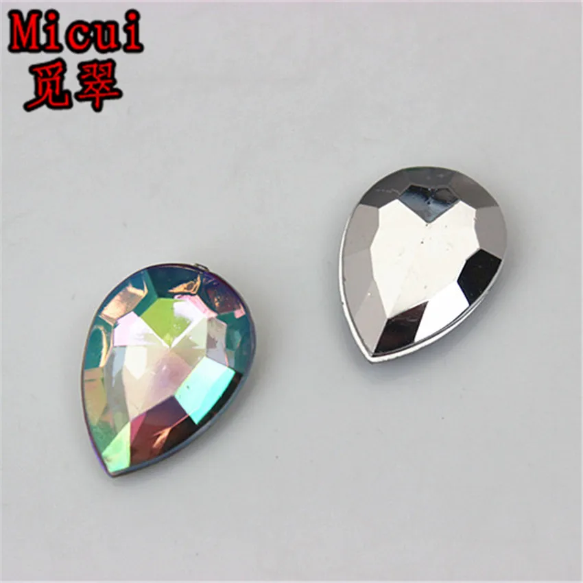 Micui 50pcs 13*18mm Drop Pointback Acrylic Rhinestones Crystal Diy Acrylic Beads For Clothing Garments Phone Bags MC169