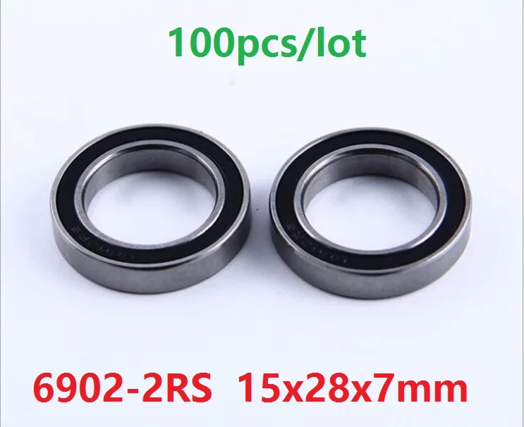 100pcs/lot 6902RS 6902-2RS 6902 ball bearing 15*28*7 Deep Groove Ball Bearing 15x28x7 mm RS 2RS