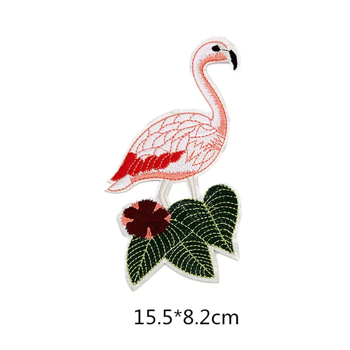 1pcs Flamingo Birds Embroidered Patches Large Size for Clothes Ironing Sew Appliques for Jackets Bag Shoes Sticker Badges cp1591