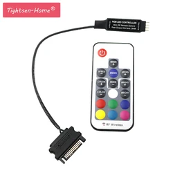 DC12V SATA RGB Controller 17keys MINI RF Remote Wireless Controler For PC Computer Case 5050 3*4A sata LED Strip Tape Lighting