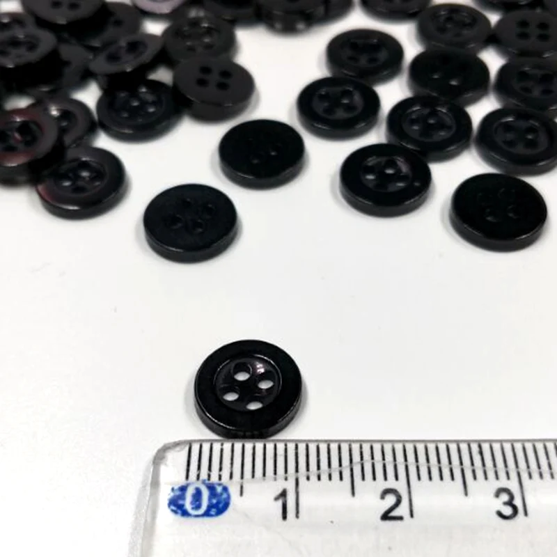 HL 11MM Black Color 4 Holes Flatback Plastic Buttons Shirt  Apparel Sewing Accessories 100/300/500pcs