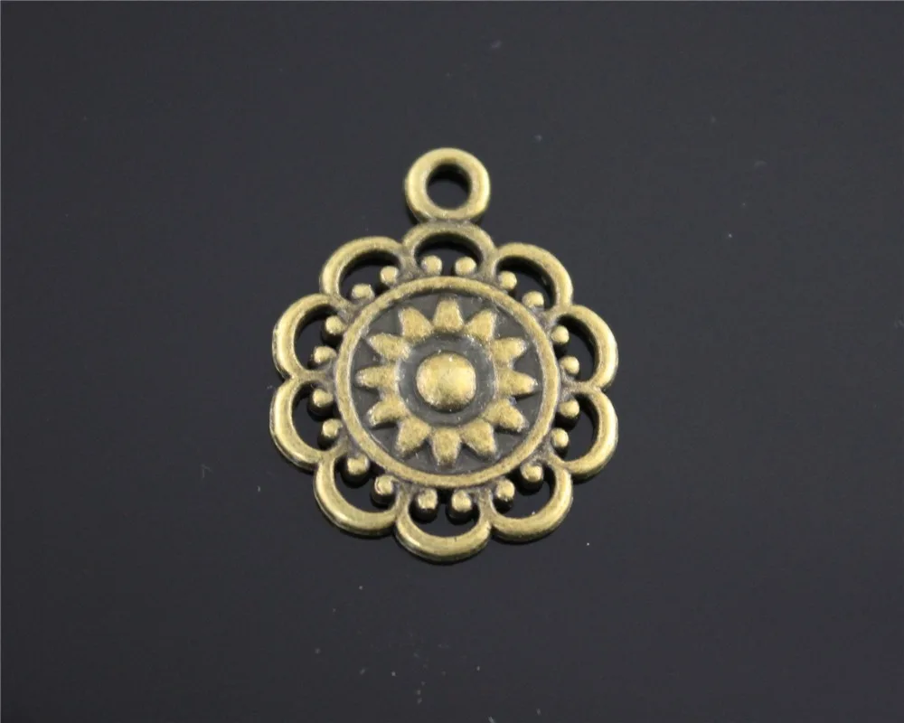 30pcs/lot 25*21mm ancient bronze Motif Sunflower charm Pendants DIY jewelry for bracelet necklace earring