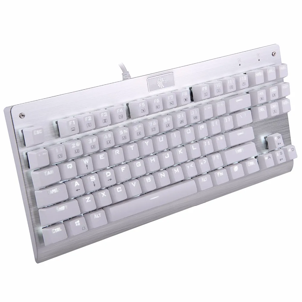 

Eagle 87 keys White LED Backlit Mechanical Gaming Keyboard Blue Switches Mechanical Keyboard Z77