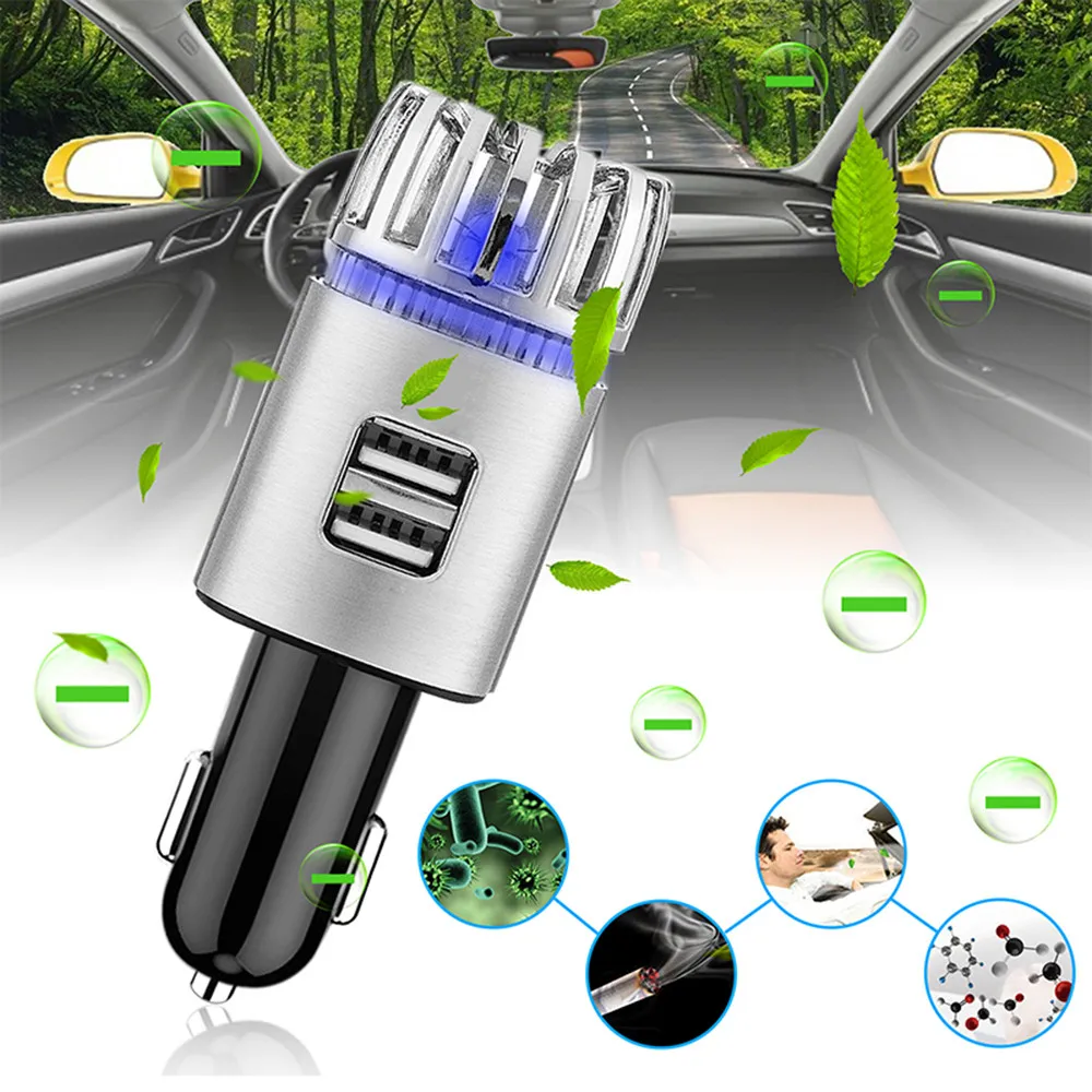 Car Air Purifier Mini Auto Car Fresh Air anion Ionic Purifier Oxygen Bar Ozone Ionizer cleaner Vehicle Air Freshener USB Charge