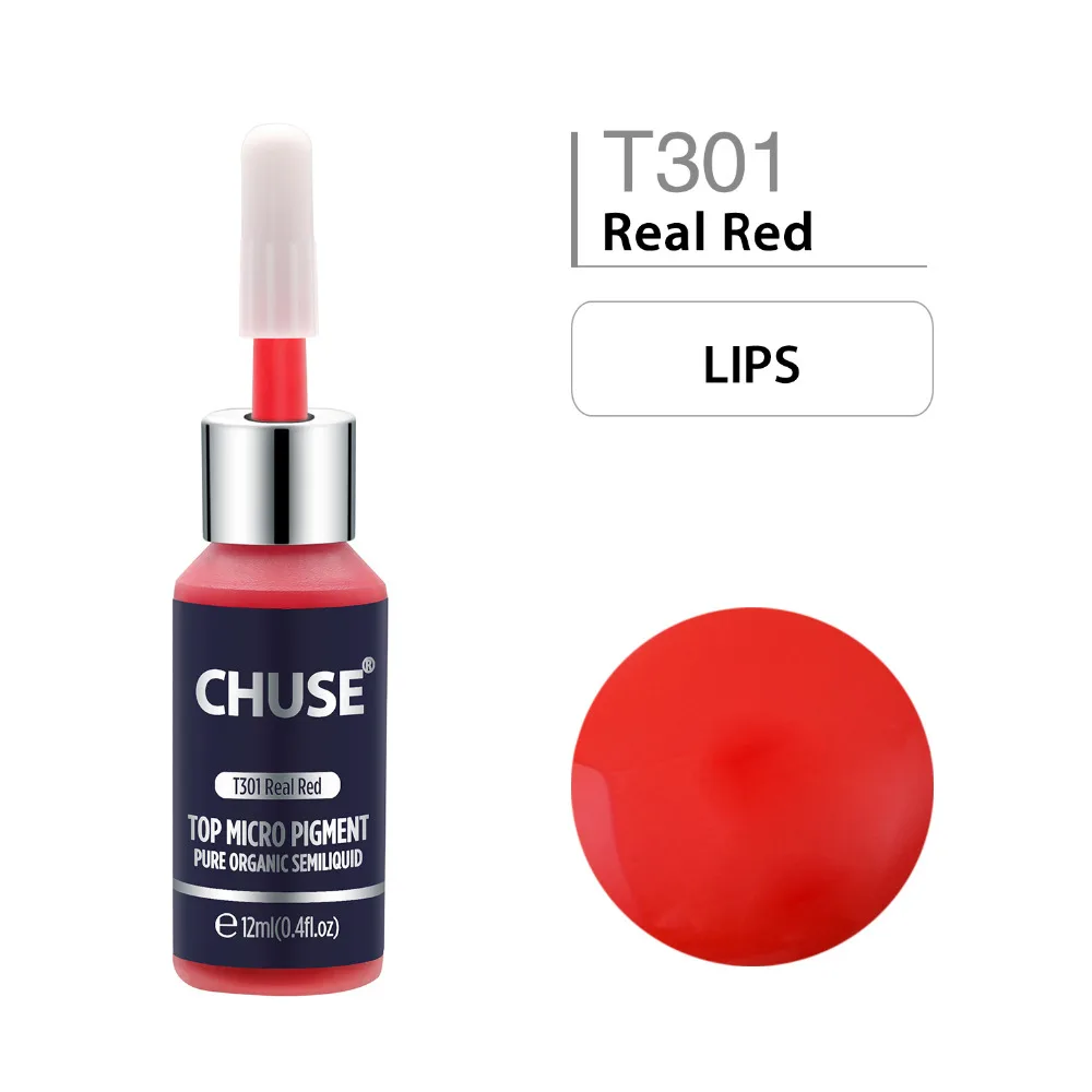 

CHUSE Real Red T301 Permanent Makeup Ink Eyeliner Tattoo Ink Set Eyebrow Microblading Pigment Professional 12ML 0.4oz