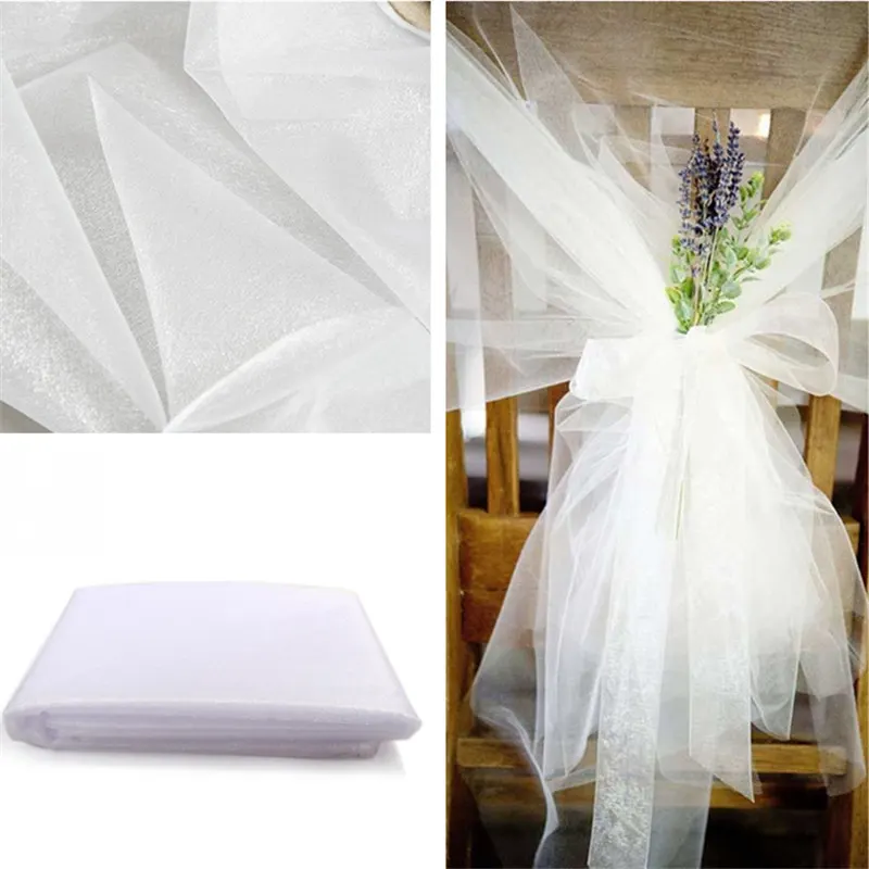 Cheap!48cm*5meter Sheer Crystal Organza Tulle Roll Fabric For Draping Wedding Ceremony Party Home Decoration New year Decoration