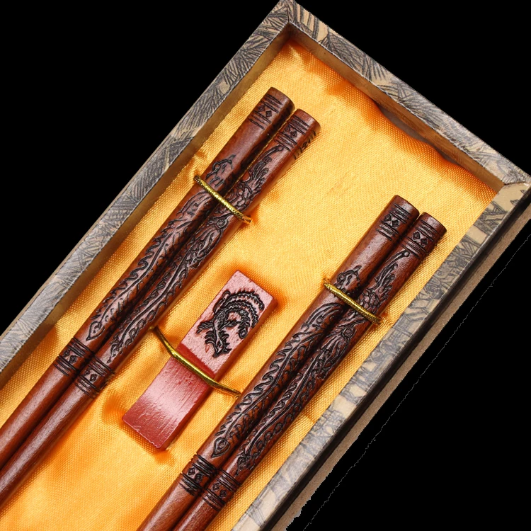 Essstäbchen aus Holz, Geschenkbox, Hochzeitsgeschenke, chinesische Merkmale, Überseegeschenke, Essstäbchen aus Holz, Essstäbchen-Set, Holzküche – Detail 11