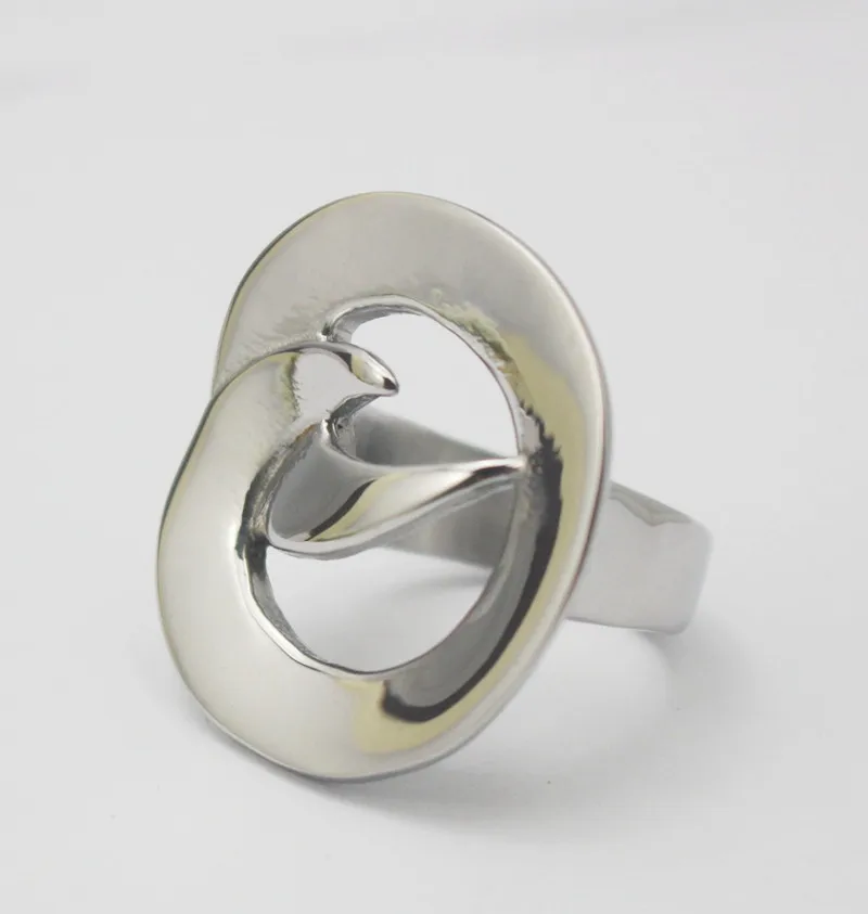 Wide Silver Color Cocktail Ring Women Stainless Steel Punk Geometric Ring Jewelry Size 7 9 8 6