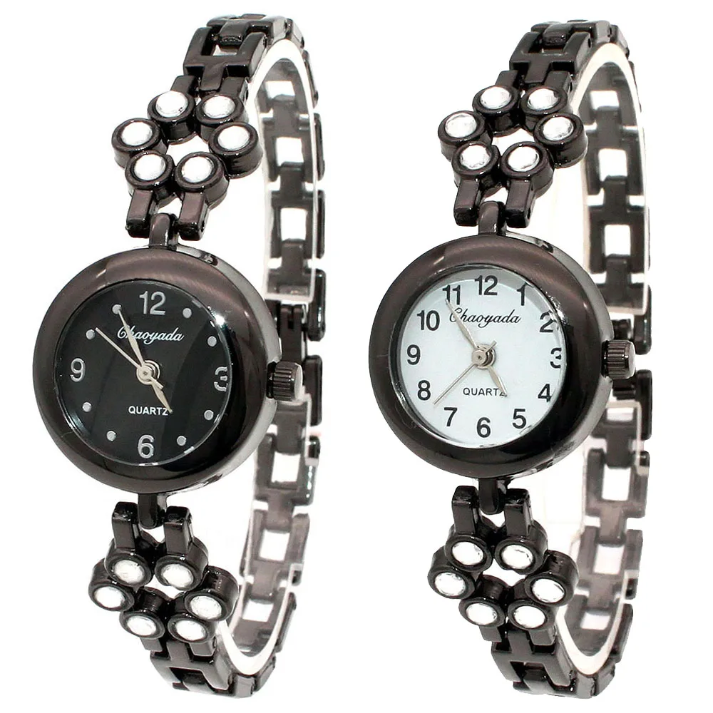 Часы Chaoyada женские кварцевые, роскошные модные повседневные, с браслетом, черные, O144