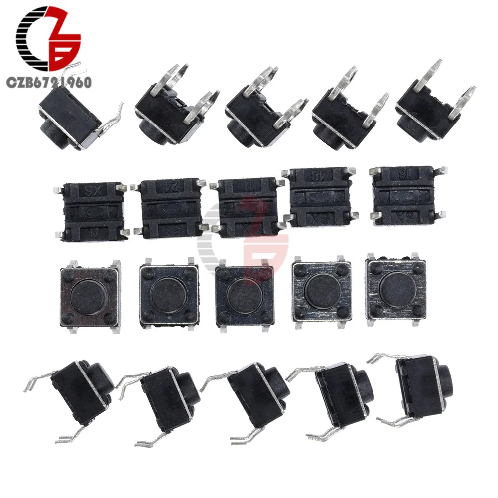 100PCS 6*6*5 mm Switch Tactile Push Button Switches 6x6x5mm button Touch Micro Switch 4PIN DIP4