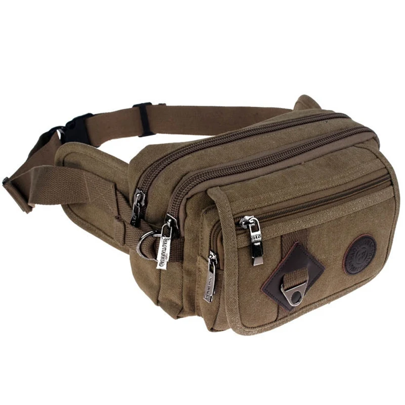 High Quality 2024 Fashion Casual Canvas Messenger Bags Waist Packs Purse Men Portable Vintage Men Waist Bags Travel Belt Wallets