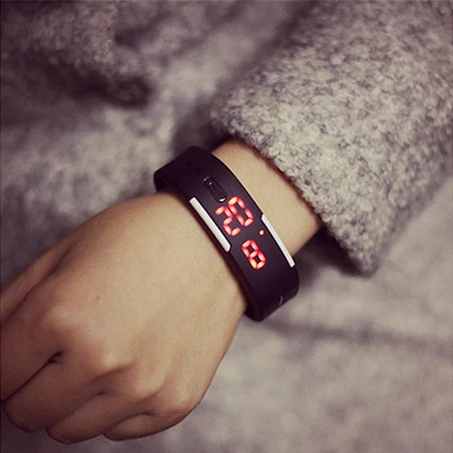 Popular Men\'s Women\'s Silicone Red LED Sports Bracelet Touch Watch Digital Wrist Watch Electronic Wrist Watch For Boy Girl Gift