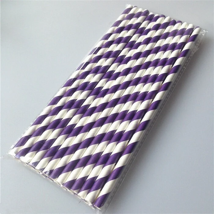 Free Shipping 500pcs(25pcs/pack) Biodegradable Striped Paper Straws For Baby Shower Birthday Parties Weddings etc.Party Supplies