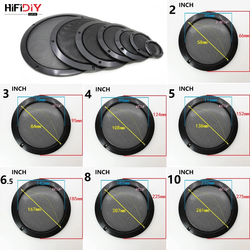 Set Di Griglie Protettive Per Altoparlanti Auto E Fai-da-te – Diametri 1, 2, 3, 4, 5, 6,5 Pollici, Coperture In Plastica Argento/Nero Per Diffusori