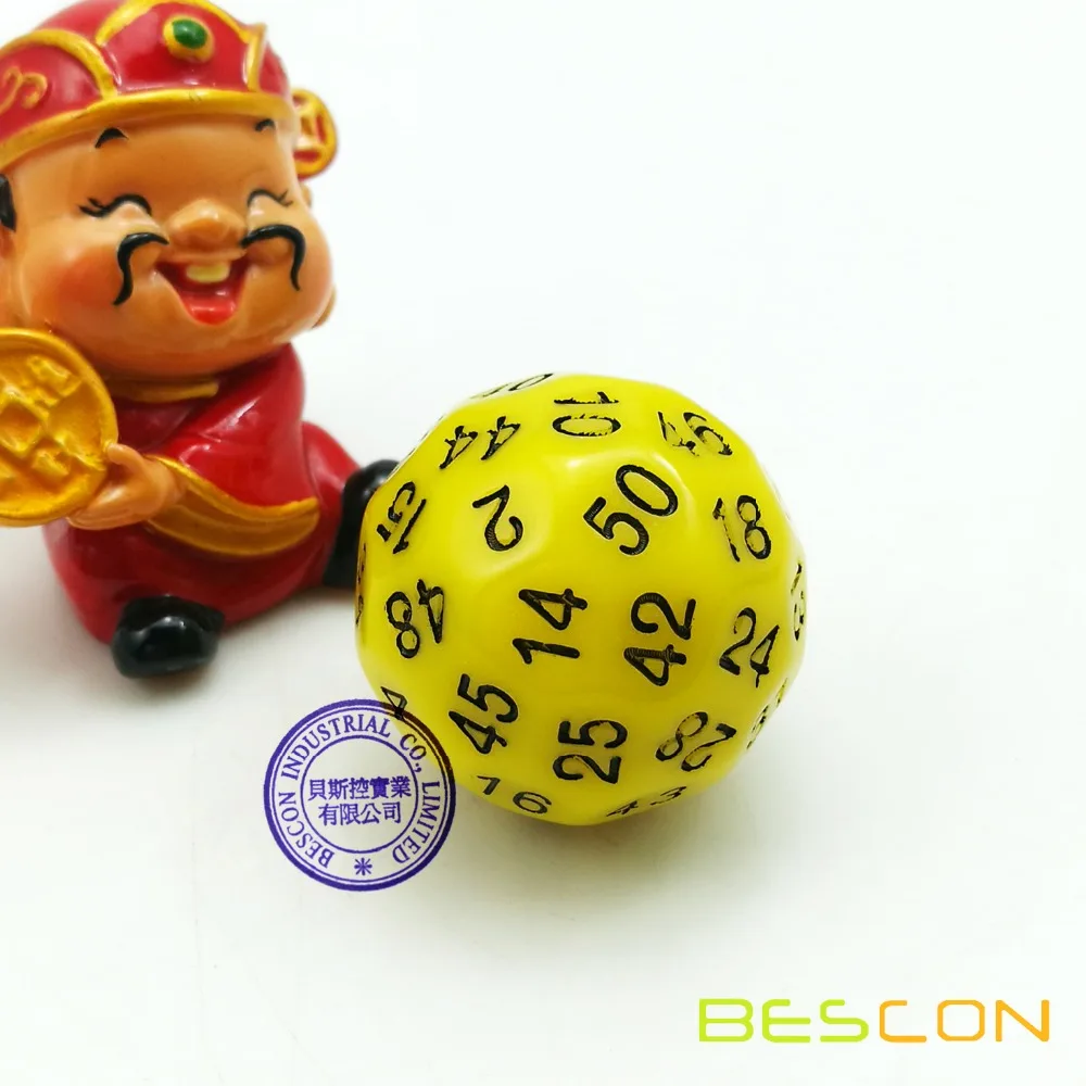 

Bescon Polyhedral Dice 50-sided Gaming Dice, D50 die, D50 dice, 50 Sides Dice, 50 Sided Cube of Yellow Color