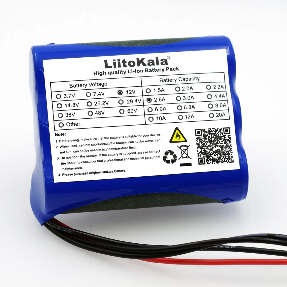 Liitokala New 12 V 2600 mAh 18650 lithium-ion Battery pack Monitor CCTV Camera battery 12.6 V 1A Lithium battery charger