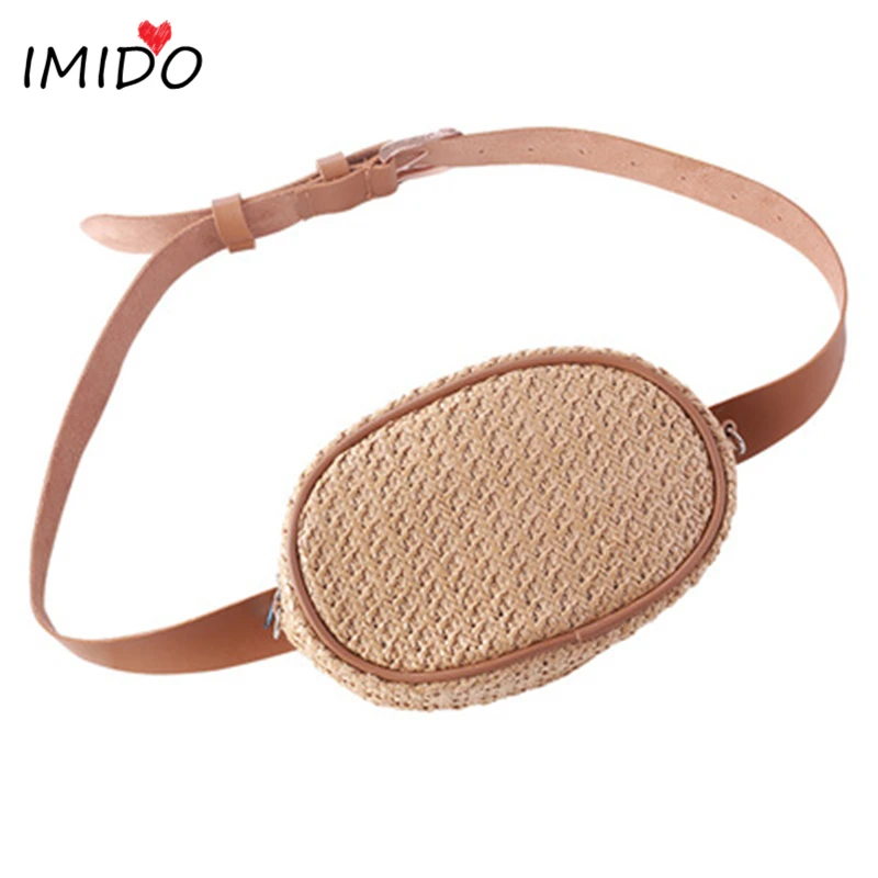 Rattan oval mulheres sacos de cintura artesanal boemia palha saco designer verão praia mini pacote viagem menina pacote peito bolsas