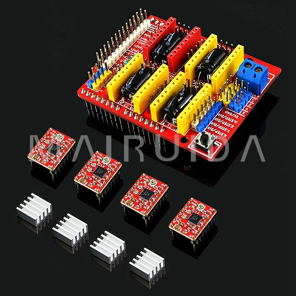 3D Printer kit with CNC Engraver Shield Expansion Board + 4PCS A4988 Step Motor Driver with Heatsink