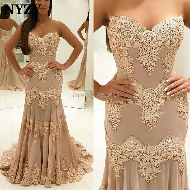 

NYZY P48 New Arrival Lace Appliques Mermaid Prom Dress 2019 Formal Dress Women Elegant vestido de festa longo