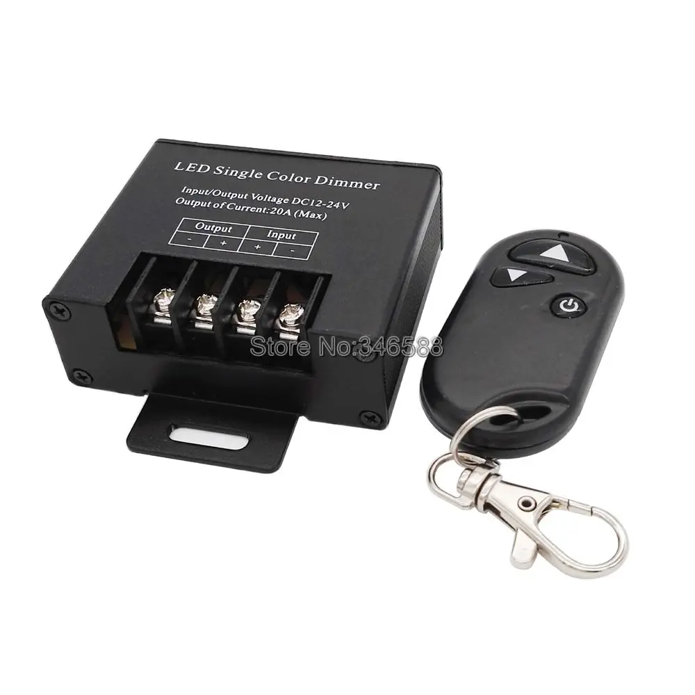 DC12V 24V 20A Single Channel LED Dimmer Controller with 3Key Wirelss RF Remote Control for Single Color LED Striplight