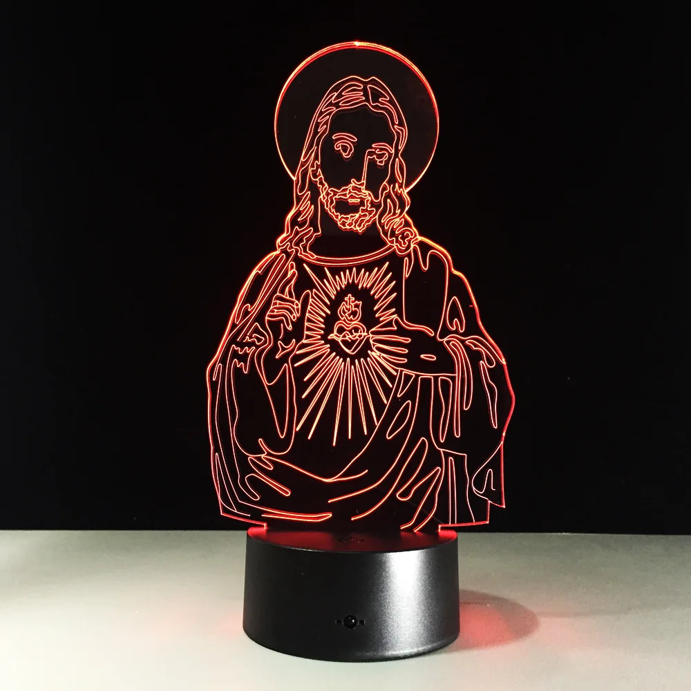 Thanksgiving gift Jesus Christ Action figure night light Acrylic ornament Remote control Color-adjustable Y53