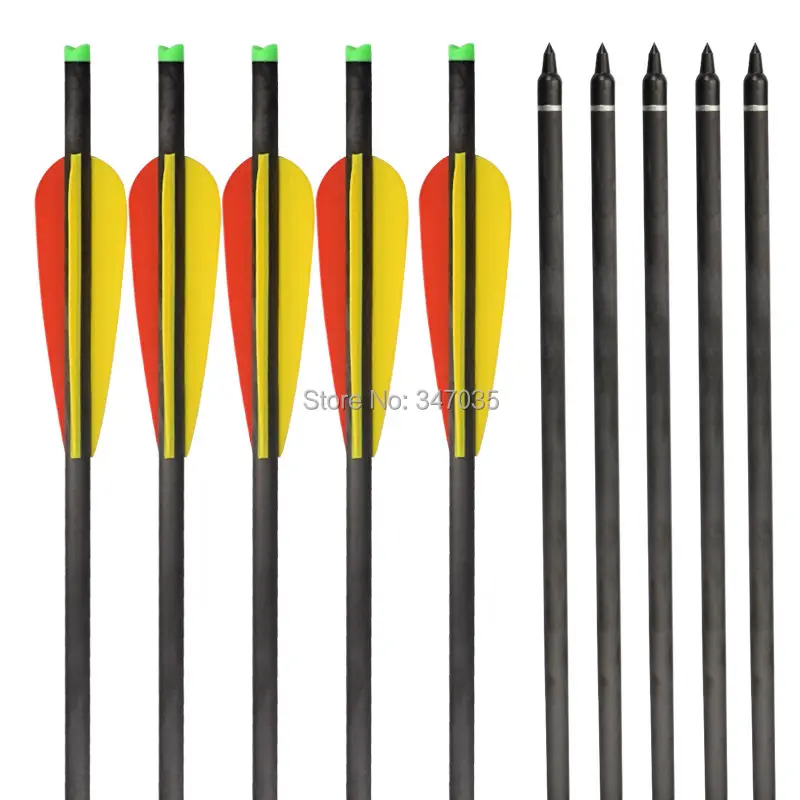 12X New Crossbow Bolts Hybrid Carbon Arrows 125gr Points Haft Moon Nock for Archery Hunting Shooting - Shaft length 16