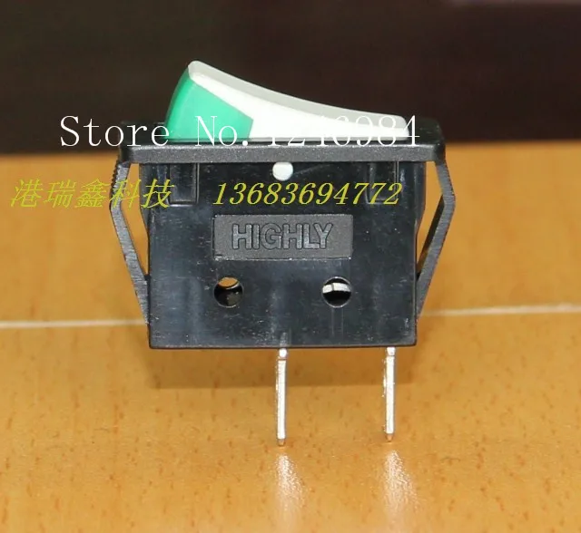 [SA]HIGHLY HIGHLY power switch rocker rocker switch R11-00 R11-2A long flat black side white and green--100PCS/LOT