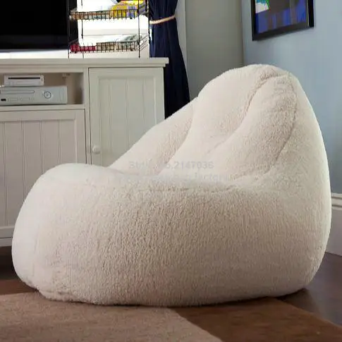 Furlicious Leanback Lounger , high back support bean bag living room sofa chair - lazy sofa beds in white