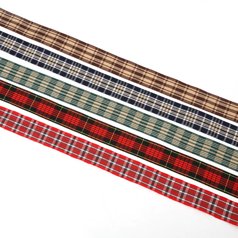 شريط كاروهات استكنلدي مطبوع ، 5 ياردات/مجموعة ، 2.5 سنتيمتر ، خيارات متعددة ، ديكور منزلي ، تغليف هدايا عيد الميلاد #3