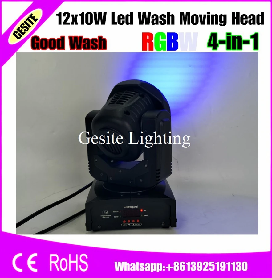 

6PCS/LOT High Brightness Professional Wash Beam Effect Light 12pcs 10W RGBW 4In1 LED Moving Head wash Stage Light