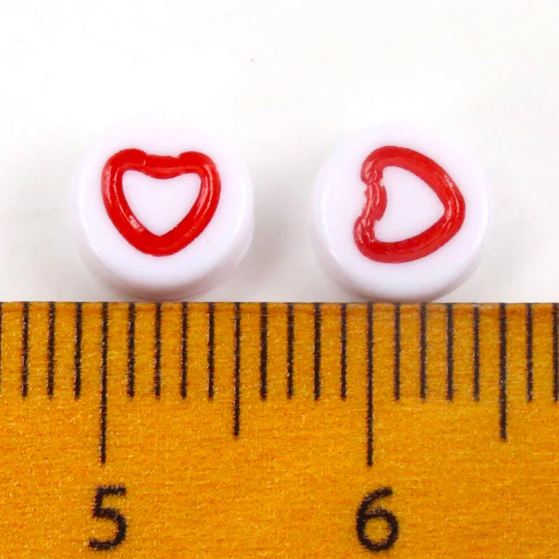 Fashion Jewelry Love Heart Acrylic Flat Round Beads for DIY Craft Jewelry Making 100pcs 7x4mm