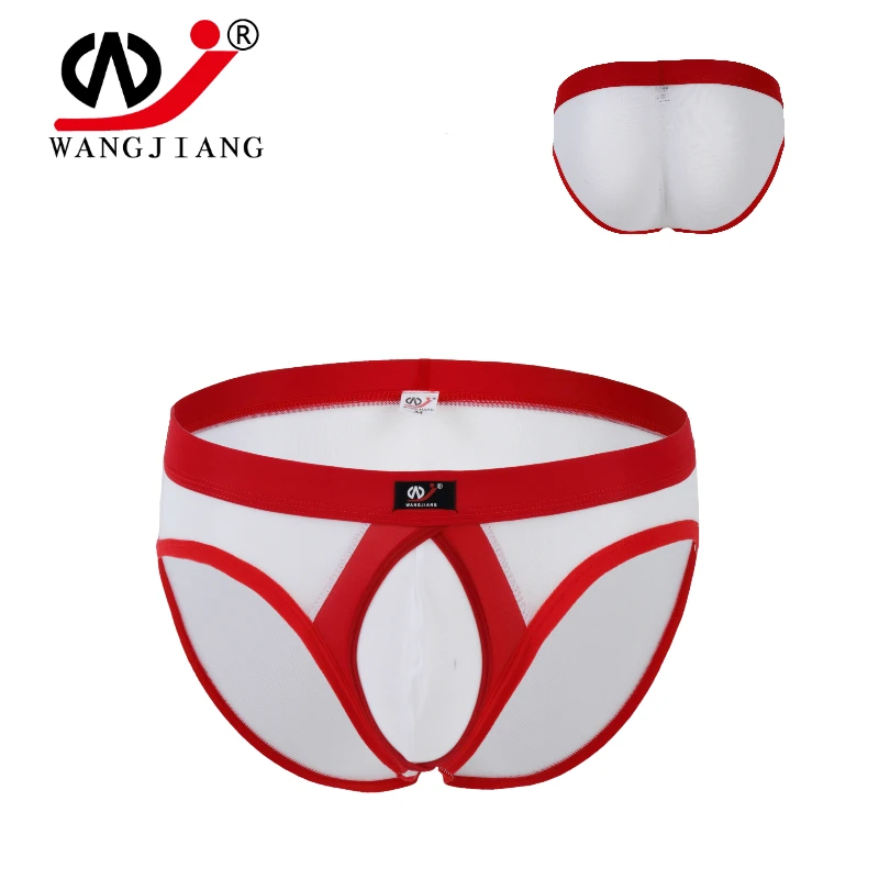 men\'s underwear elastic nylon mesh transparent briefs convex ring U outsourcing WJ 1003SJ