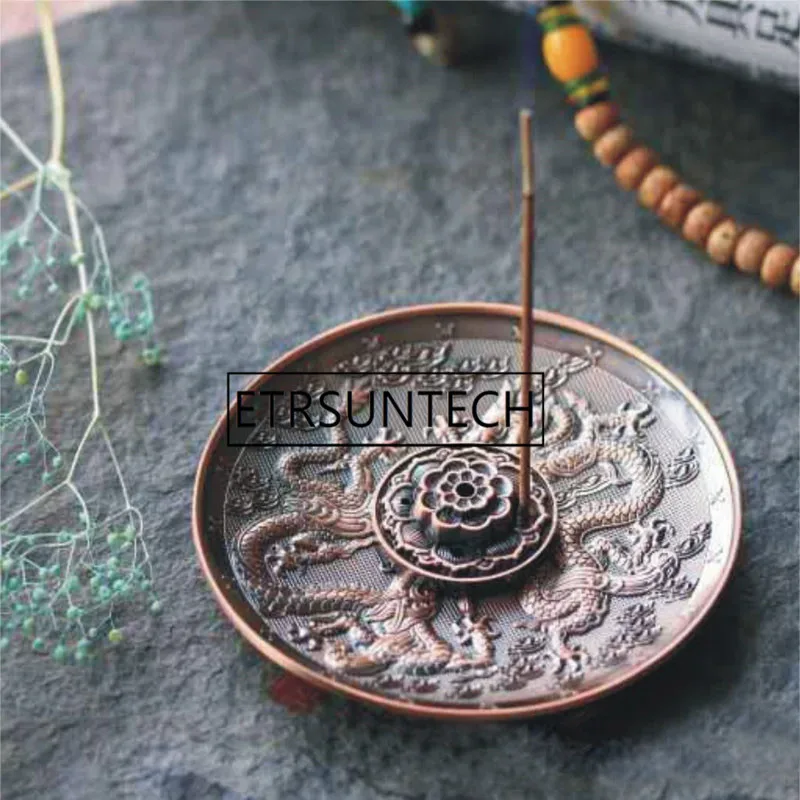 50sets Zinc Alloy Incense Stick Burner Holder Dragon Pattern Censer Plate For Candle Aromatherapy Furnace Incense Base