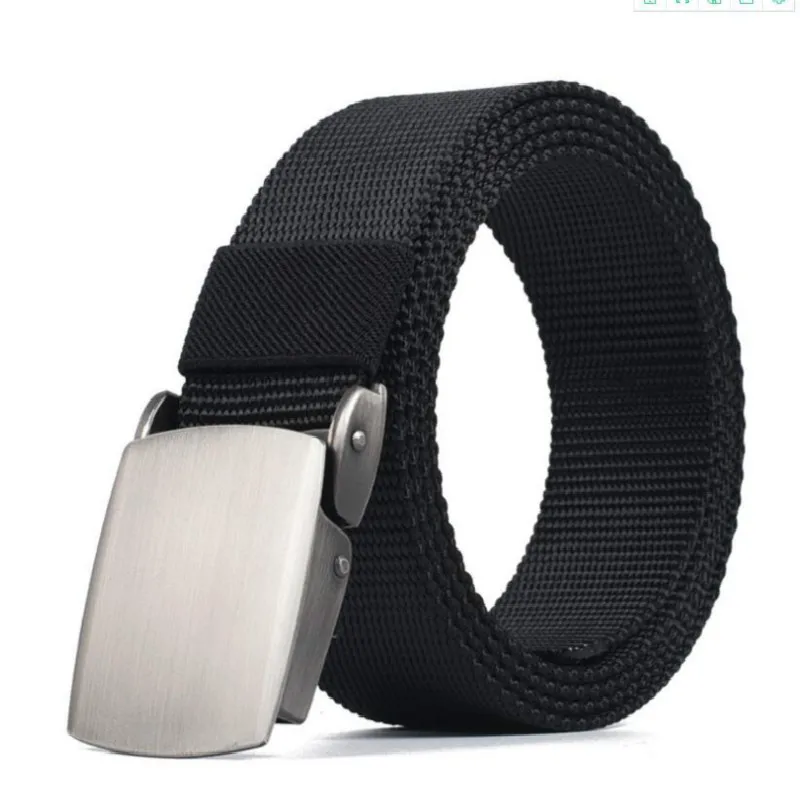 

Men and women automatic buckle smooth buckle nylon canvas slim belt tactics outdoor trousers students military training belts