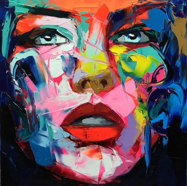 Francoise Nielly Knife Canvas Painting Abstract Portrait Face Audrey Hepburn Oil Paint Figure Wall Art Pictures Home Decorations