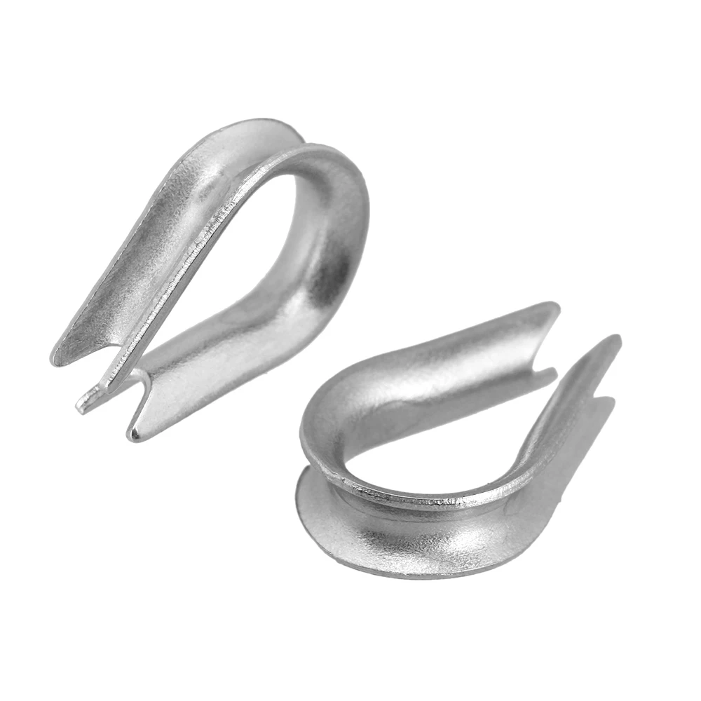 10pcs Stainless Steel Wire Rope Protection Ring Fasteners Wire Rope Anchor Line Thimbles Silver European Wire Pope Thimbles
