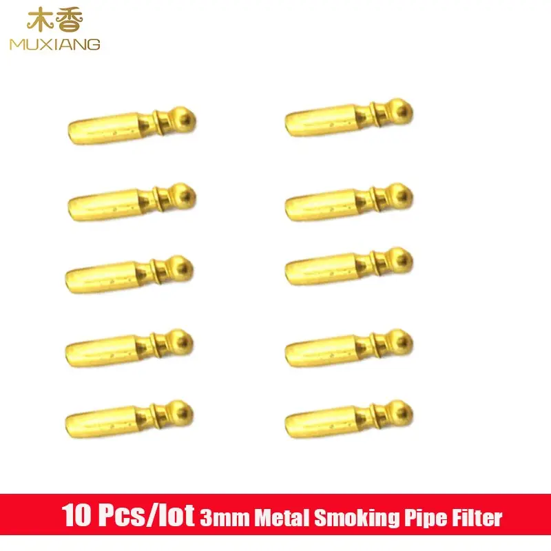 MUXIANG 10 Pcs/lot 3mm Metal Smoking Pipe Filter for Acrylic Mouthpiece of Tobacco Pipe Smoking Tools 3mm Pipe Filtlers  fd0009