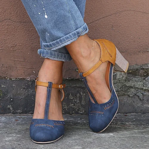 Women new fashion Platform Sandals Buckle High Heel Sandals Women Summer Shoes Square Heel Gladiator Sandals
