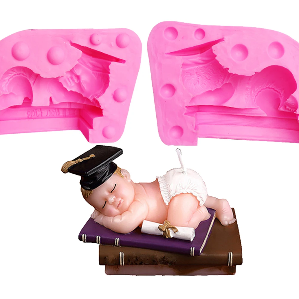 Lovely Doctor baby sleeping shaped candle mold cake tools DIY silikon form silicone handmade soap mould T1021