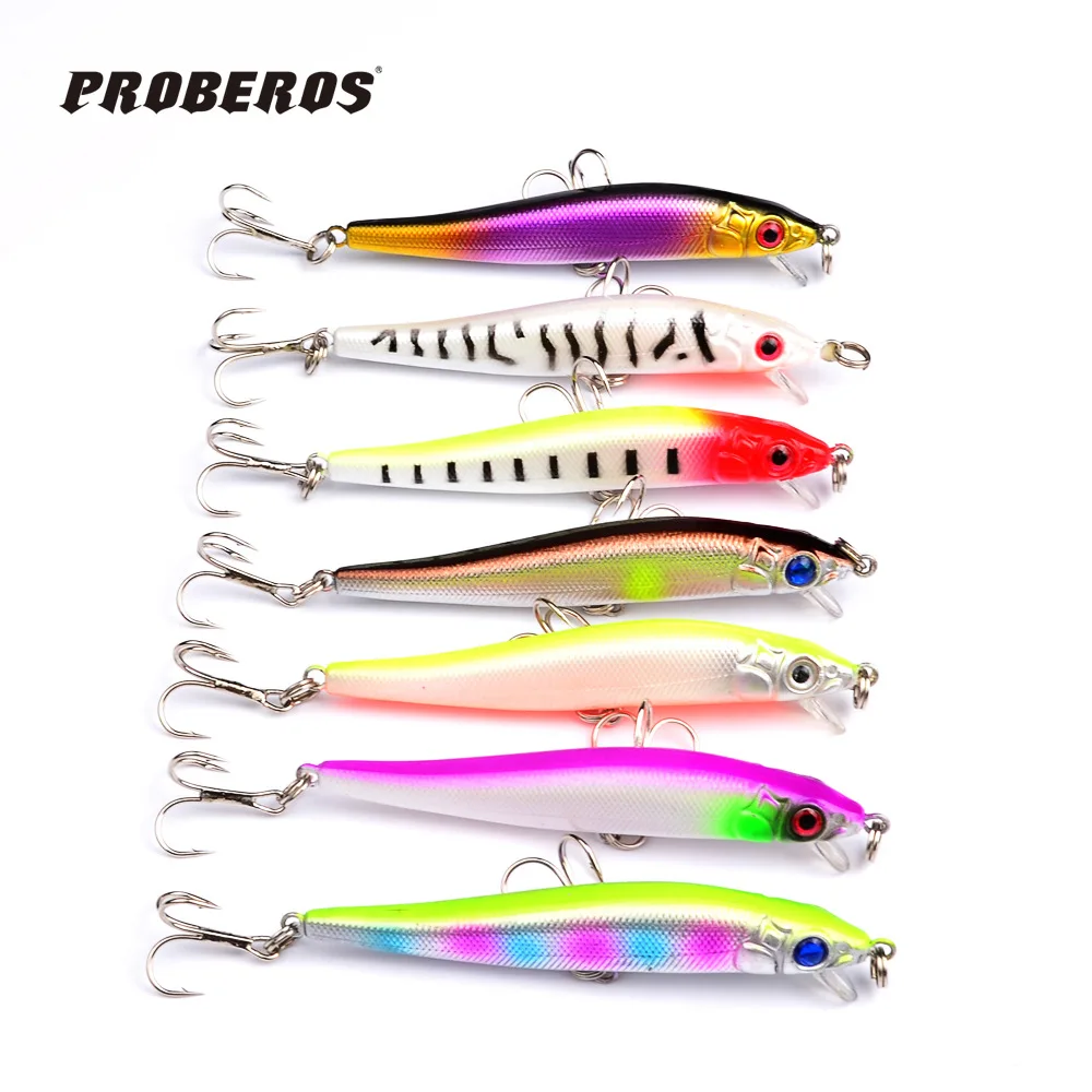 PROBEROS 7pcs 77mm Fishing Lure Winter Ice Fishing Hard Bait Minnow Pesca Isca Artificial Bait Crankbait Swimbait Trout Carp