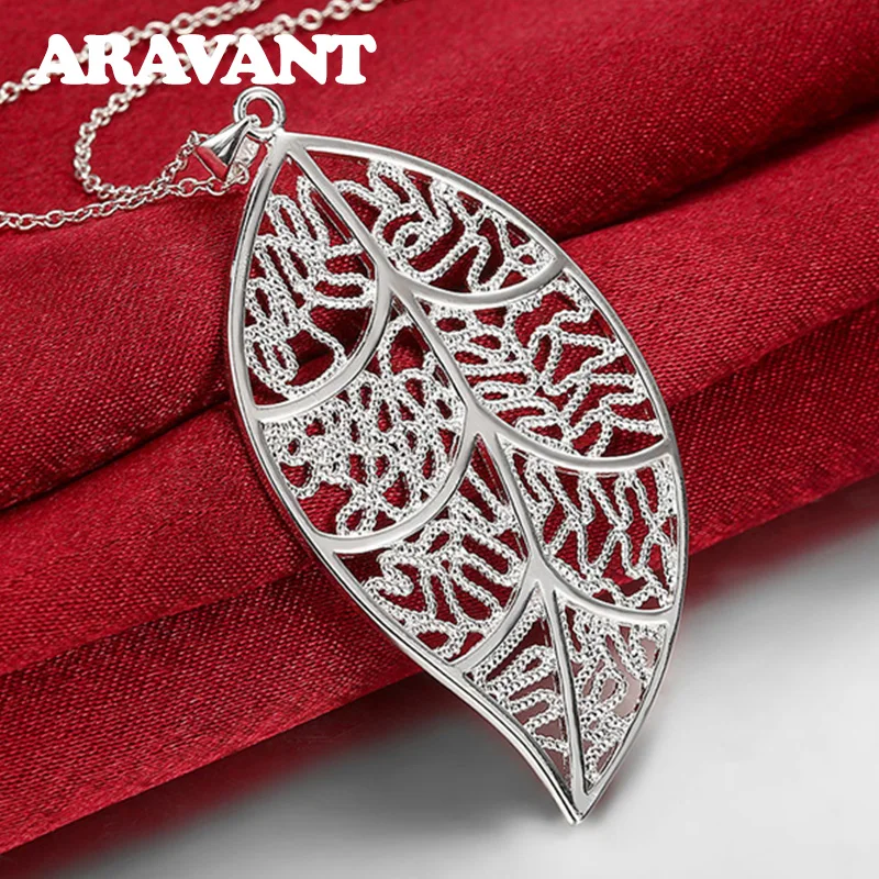 

New Fashion 925 Silver Leaves Pendant Necklace Women Silver Jewelry Mother Day Gifts