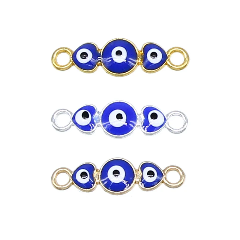 6pcs 27*8*3mm love heart evil eye bracelet link accessories DIY female jewelry bracelet necklace making accessories