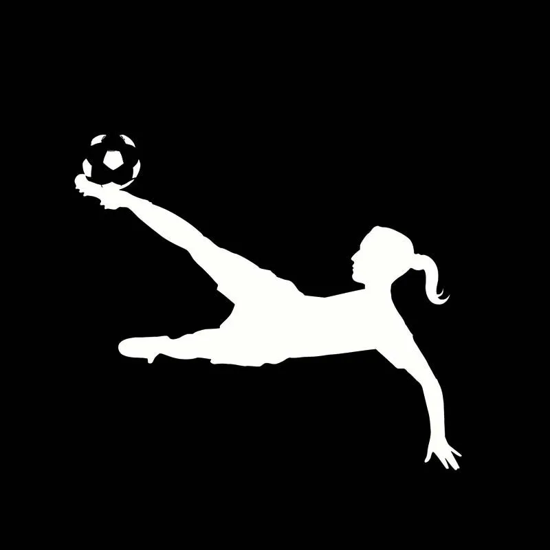 YJZT 14*12.1CM Play Football Bold Girl Advanced Design Car Sticker Black/Silver Vinyl Car Decal Popular Fashion Style C20-0920